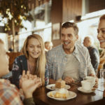 happy people in a restaurant