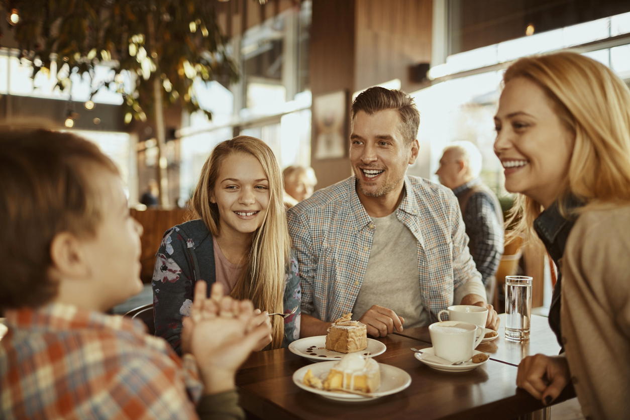 happy people in a restaurant