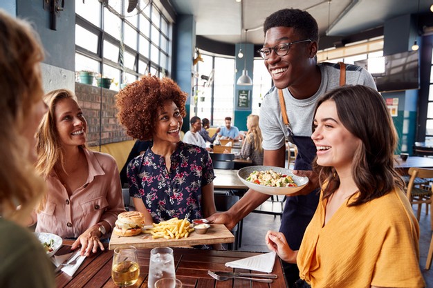 people having fun in a restaurant