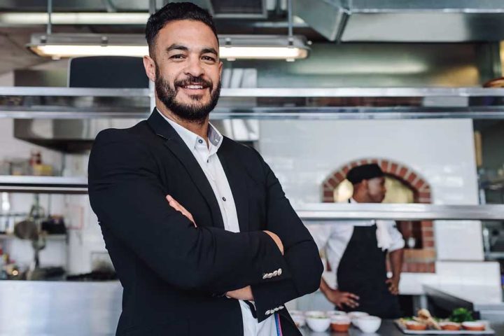 happy man in restaurant